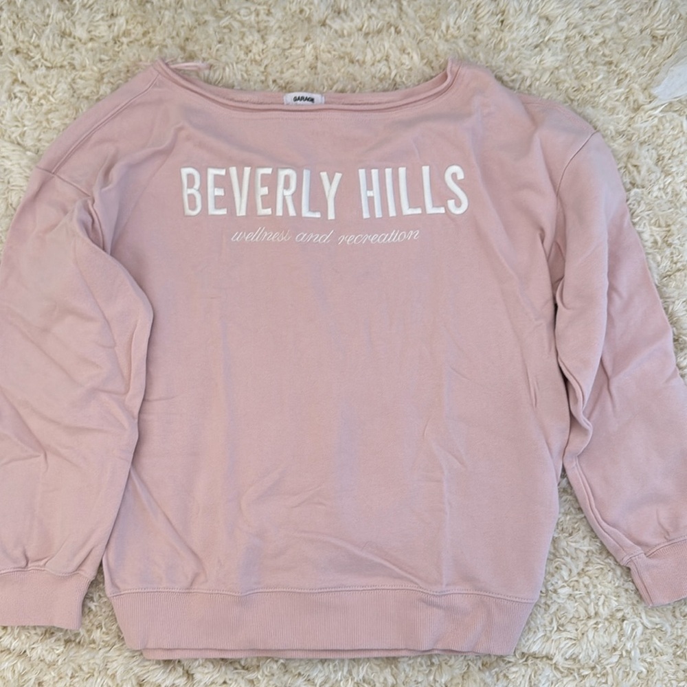 Garage Off The Shoulder Pink Sweatshirt